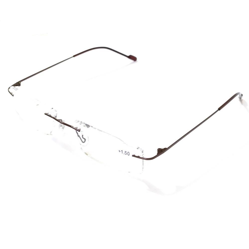 Rectangular Rimless Brown Glasses Buy Brown Rectangle Rimless Reading Glasses Online For Men Women ...
