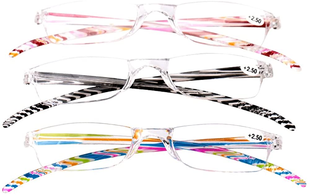 Fancy Colored Striped Slim Vision Rimless Reading Glasses for Men and Women