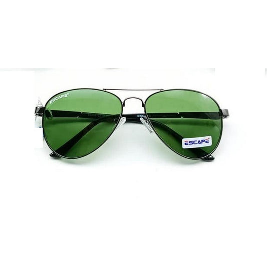 Stylish Black Sunglasses with Green Glass Lenses