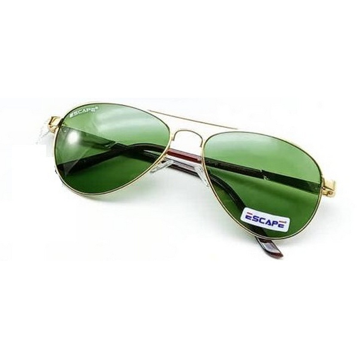 Stylish Gold Sunglasses with Green Glass Lenses