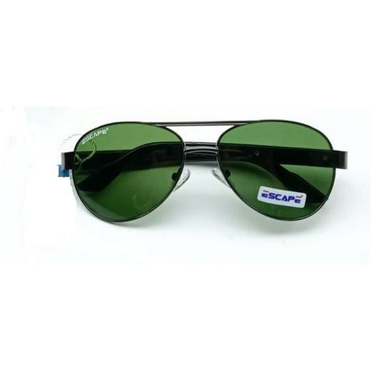 Black Sunglasses with Green Glass Lenses