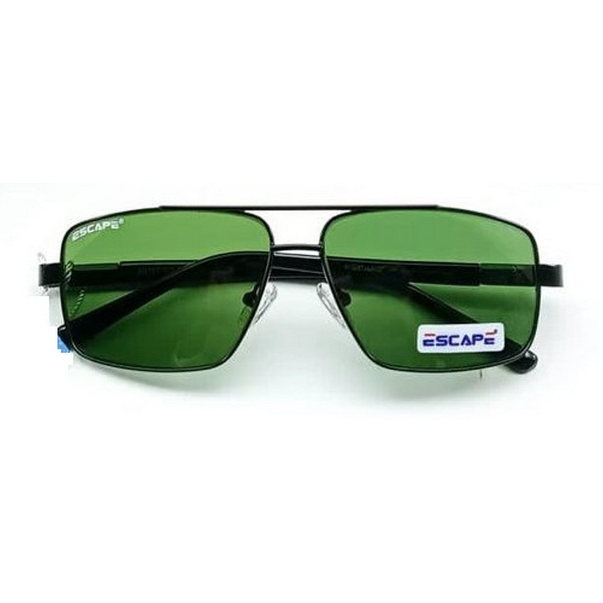 Rectangle Black Frame Sunglasses with Green Lenses