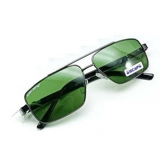 Rectangle Grey Frame Sunglasses with Green Lenses