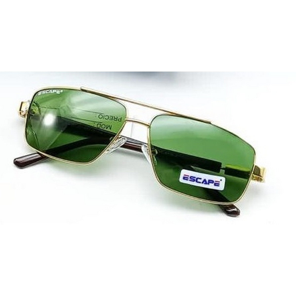 Rectangle Gold Frame Sunglasses with Green Lenses