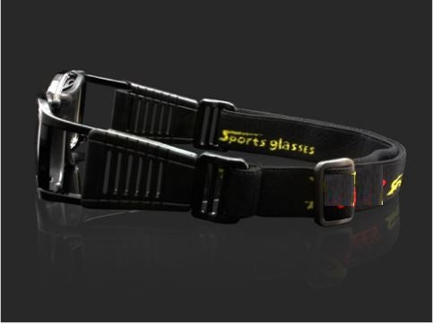 Foldable Prescription Sports Sunglasses Black with Band - Strap Side View