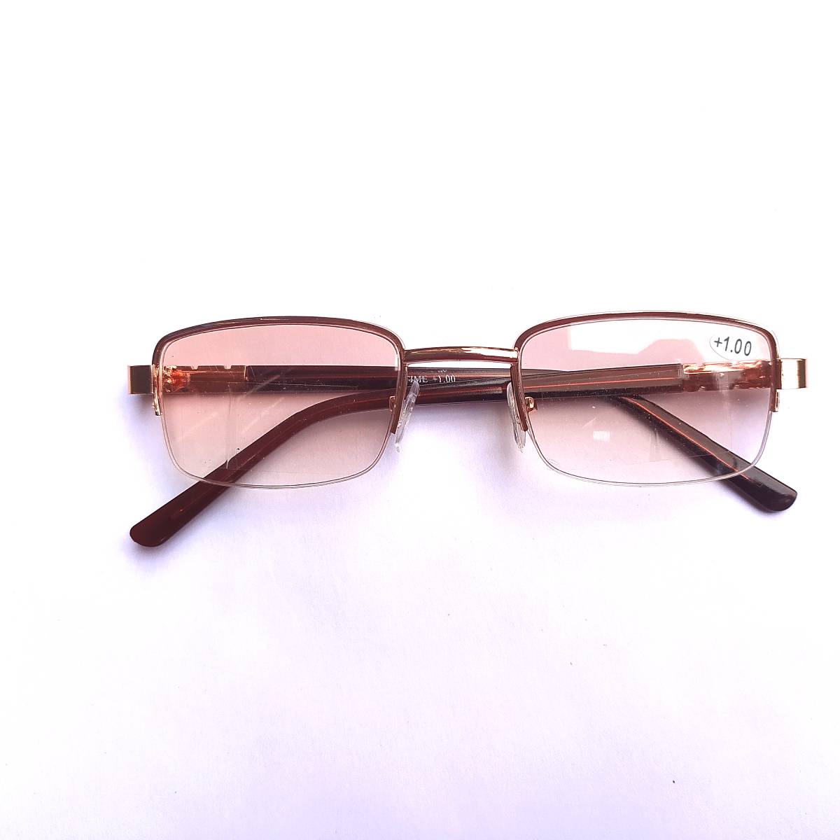 Gold Frame Brown Tint Tinted Metal Supra Bifocal Reading Glasses for Men and Women Kryptok Lens