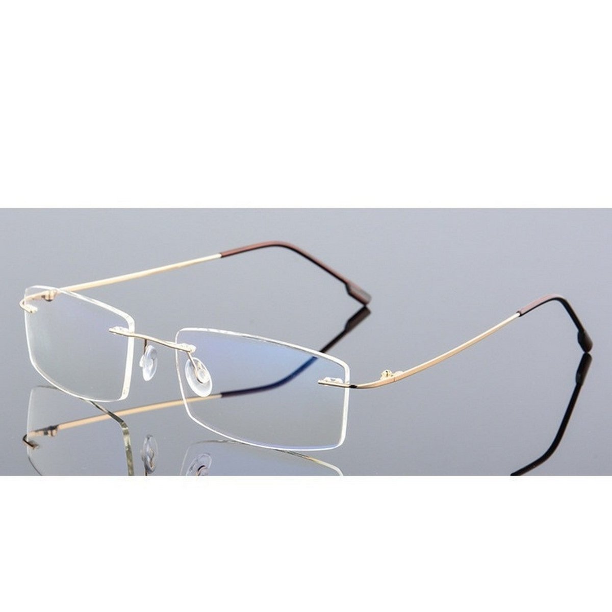 Rectangular Rimmless Glasses Rimless Frames Frameless Specs Blue Light Glasses For Men and Women Ey ...
