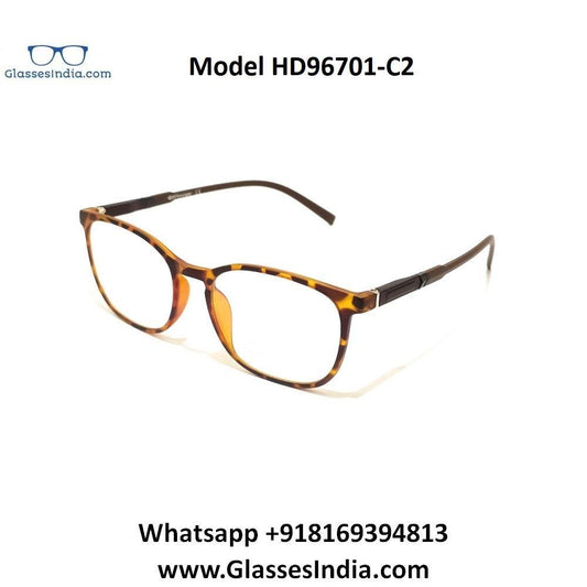 Buy Ultra Thin Lightweight TR90 Spectacle Frame Glasses for Men Women HD96701C2 - Glasses India Online in India