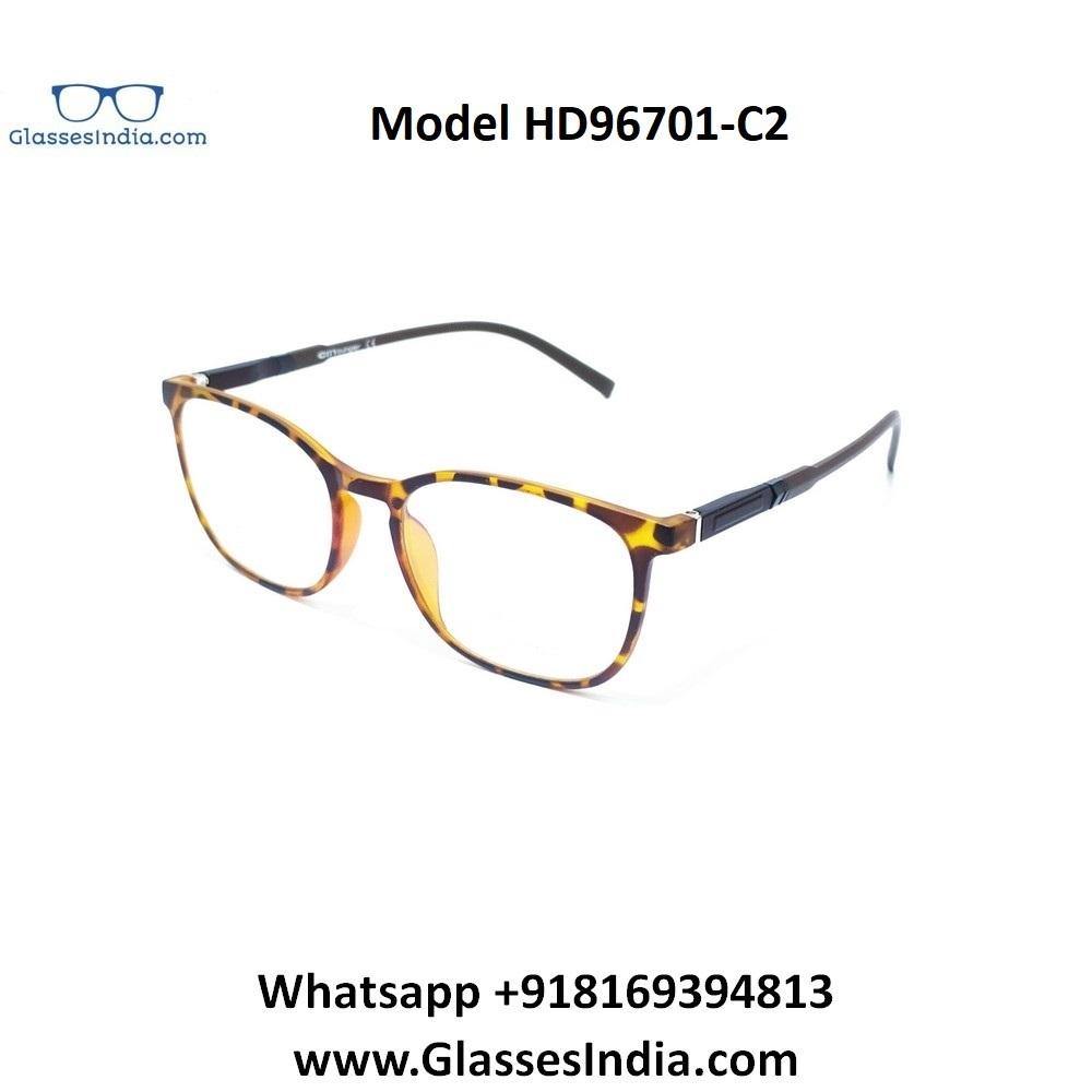 Buy Ultra Thin Lightweight TR90 Spectacle Frame Glasses for Men Women HD96701C2 - Glasses India Online in India