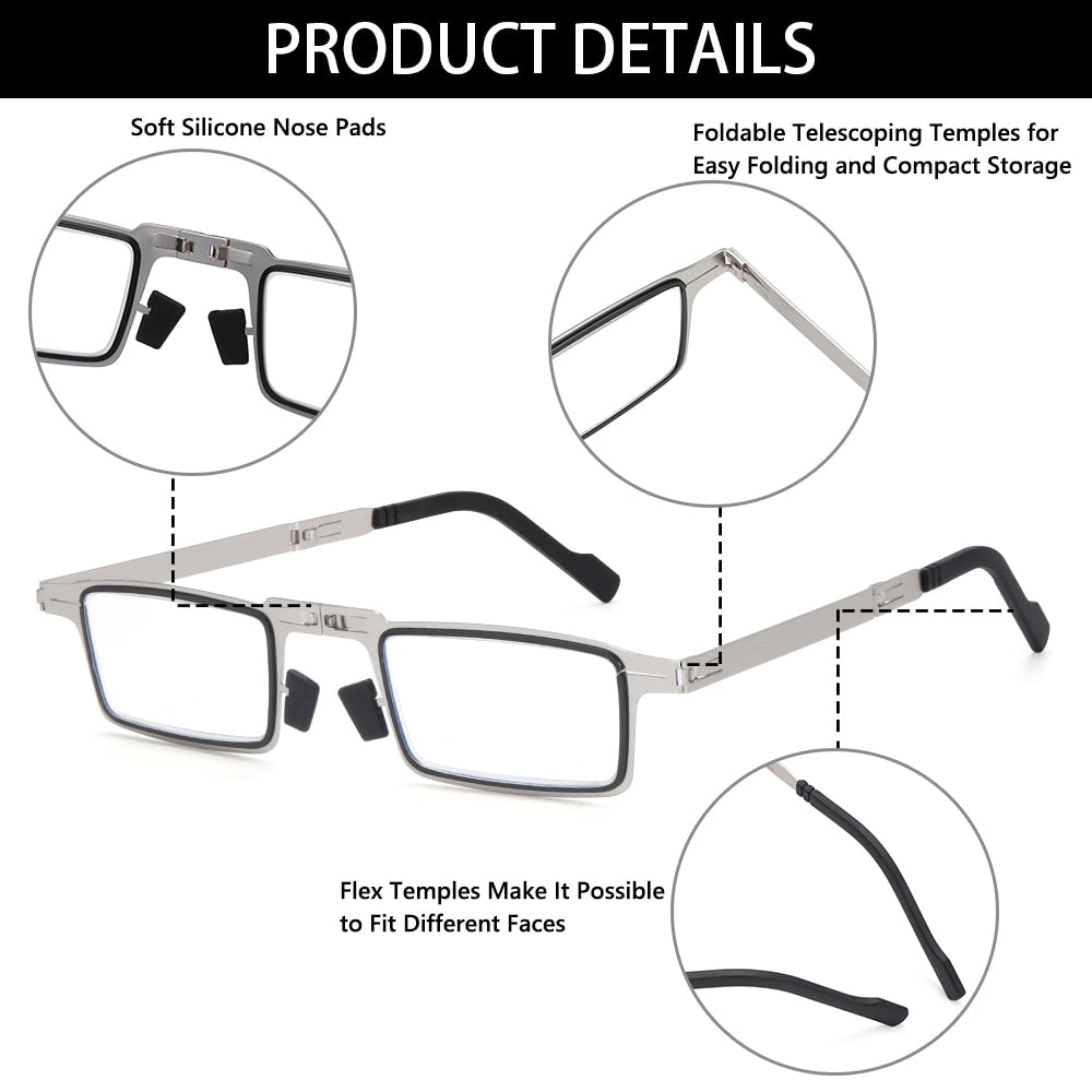 Foldable Reading Glasses with Case Blocking Blue light Eyeglasses