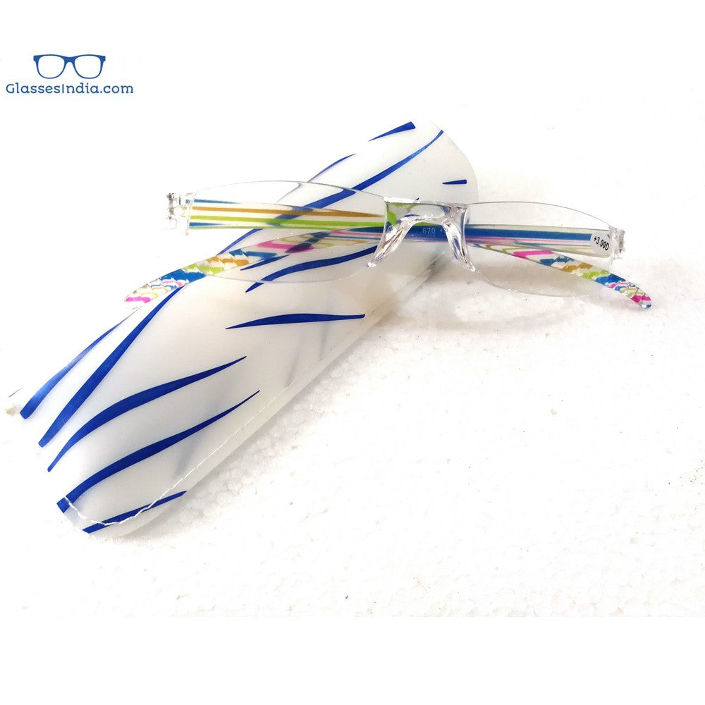 Fancy Colored Striped Slim Vision Rimless Reading Glasses for Men and Women - Glasses India Online