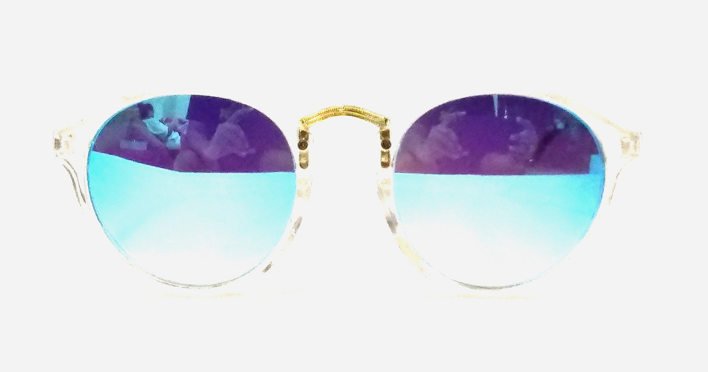 Blue Round Mirror Sunglasses for Men Women SW0018