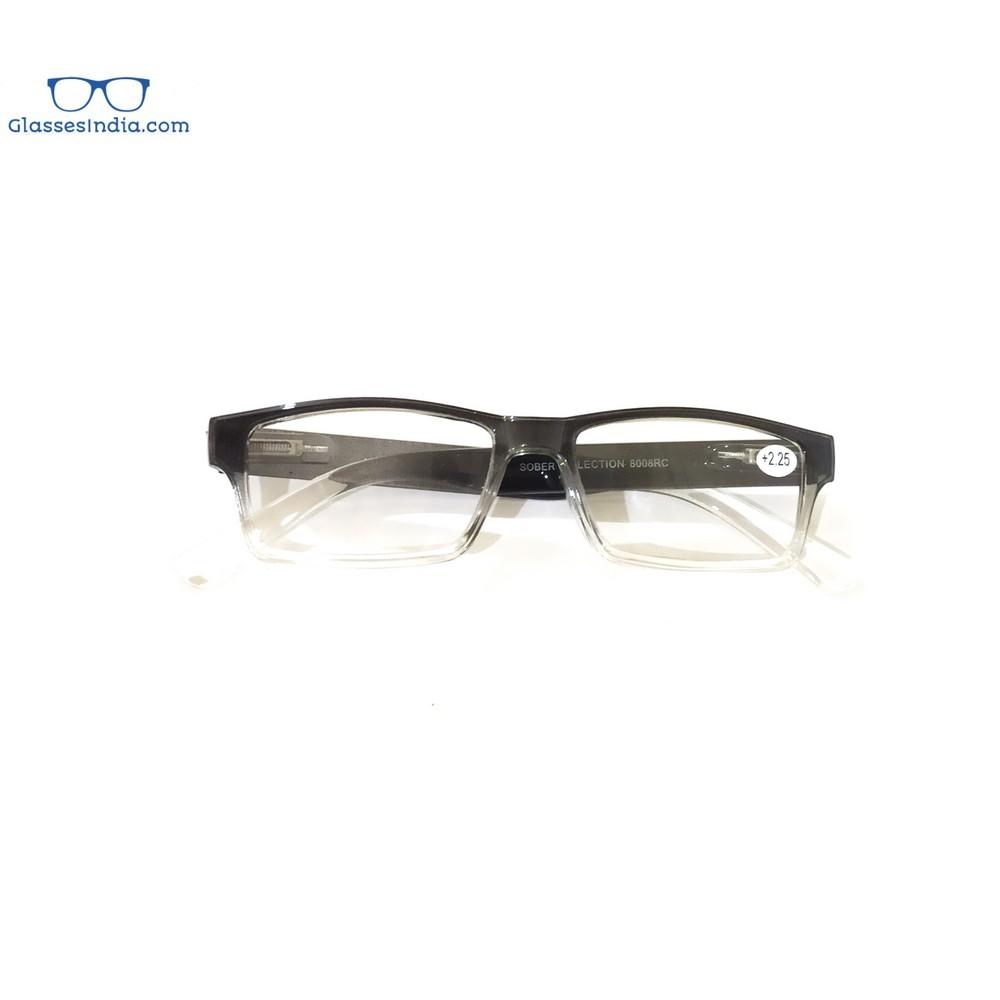Grey Two Tone Rectangle Reading Glasses For Men Women Fashion Readers with Spring Hinges - GlassesIndia