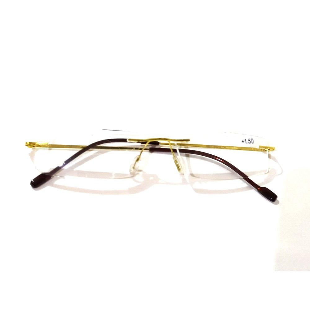 Gold Unisex Lightweight Rimless Frameless Rectangle Reading Glasses For Men Women Fashion Readers Reading Glasses - GlassesIndia