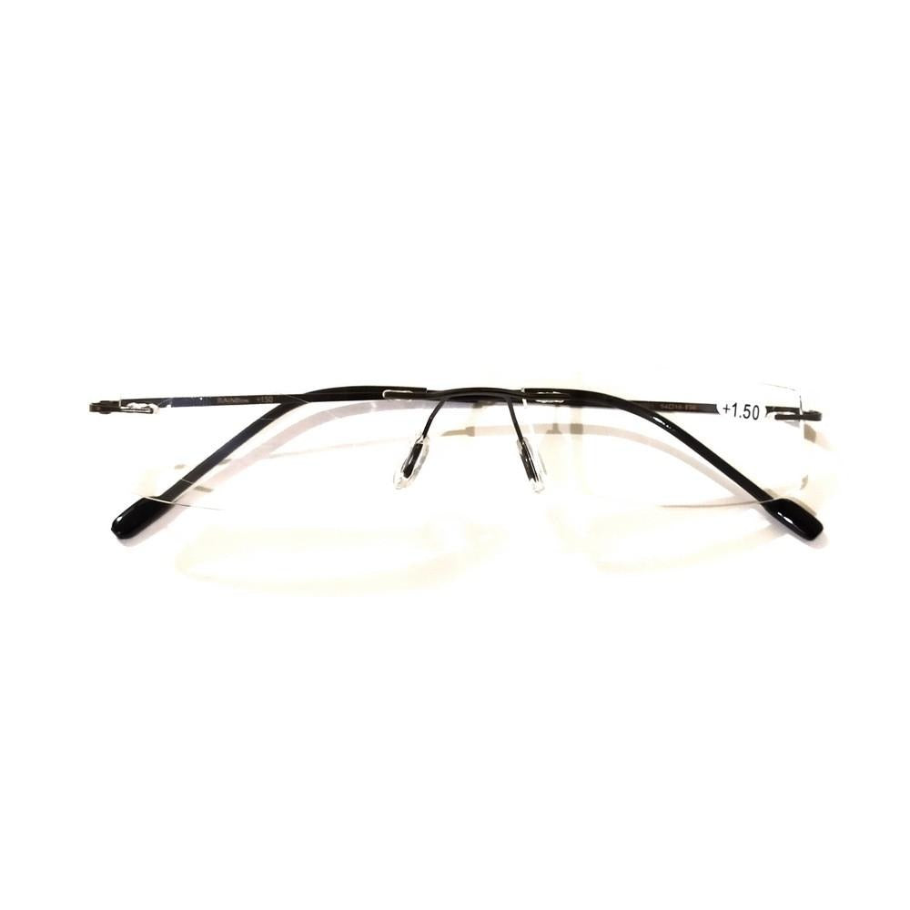 Grey Gunmetal Unisex Lightweight Rimless Frameless Rectangle Reading Glasses For Men Women Fashion Readers Reading Glasses - GlassesIndia