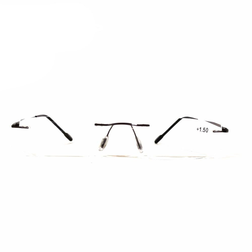 Grey Gunmetal Unisex Lightweight Rimless Frameless Rectangle Reading Glasses For Men Women Fashion Readers Reading Glasses - GlassesIndia