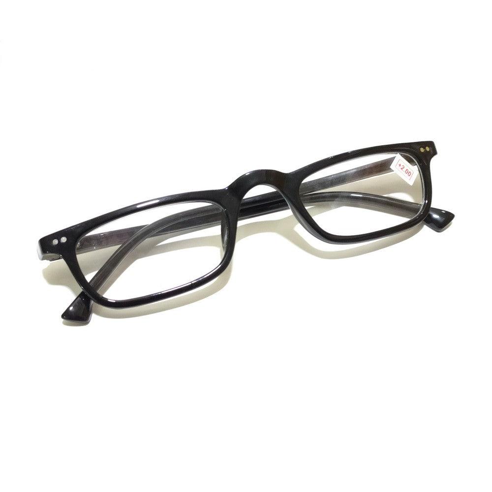 Slim Black Reading Glasses For Men and Women with Spring P01SPBK