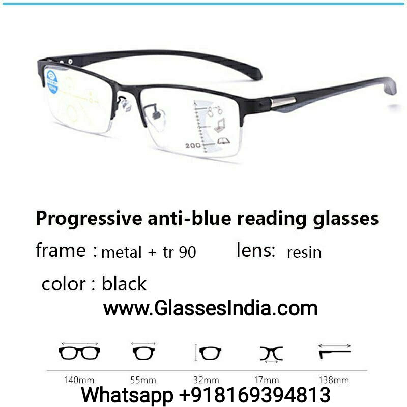 Progressive Reading Glasses with Blue Block Blue Arc Lens - Glasses India Online