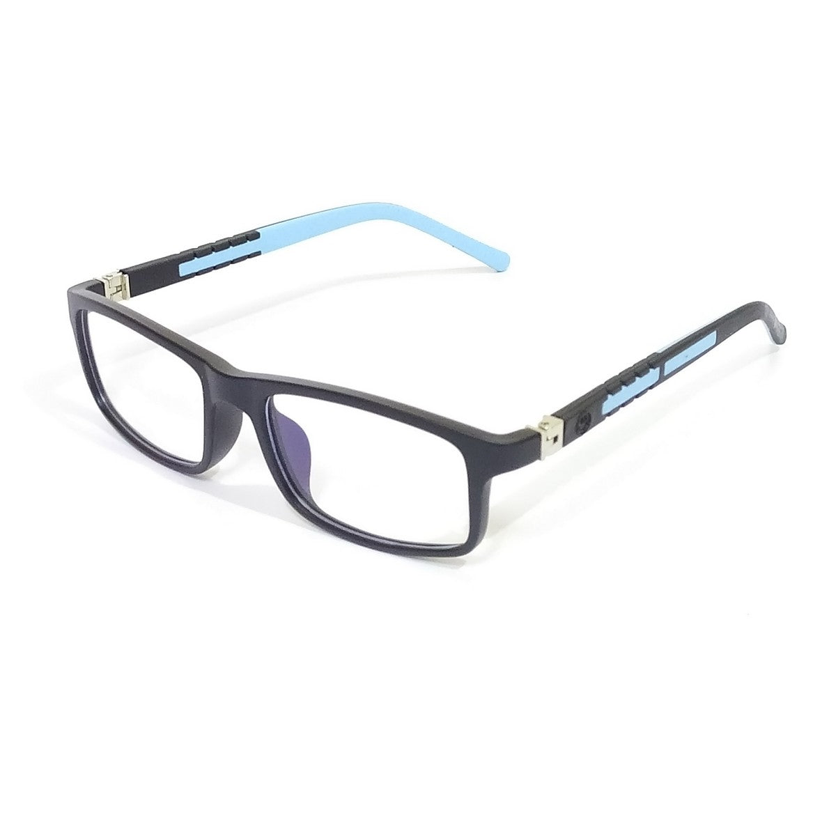 Rectangle Black Front Black Blue Temple Glasses - Blue Light Protection for 5 to 10 Year Old Boys and Girls
