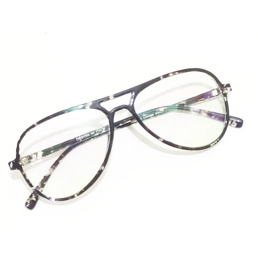 Buy Black Grey Zebra Print Aviator Full Frame Eyeglasses Spectacle Frame with Zero Power Clear Lens - Glasses India Online in India