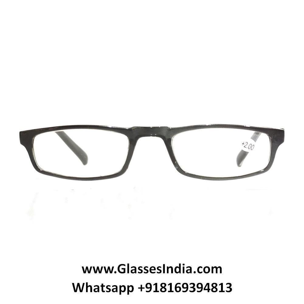 Buy Crystal Slim Lightweight Black Power Plus Two +2.00 Reading Glasses - Glasses India Online in India