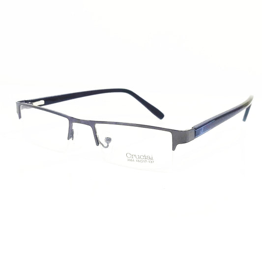 Grey Metal Supra Half Rim Spectacle Frame Glasses For Women and Men