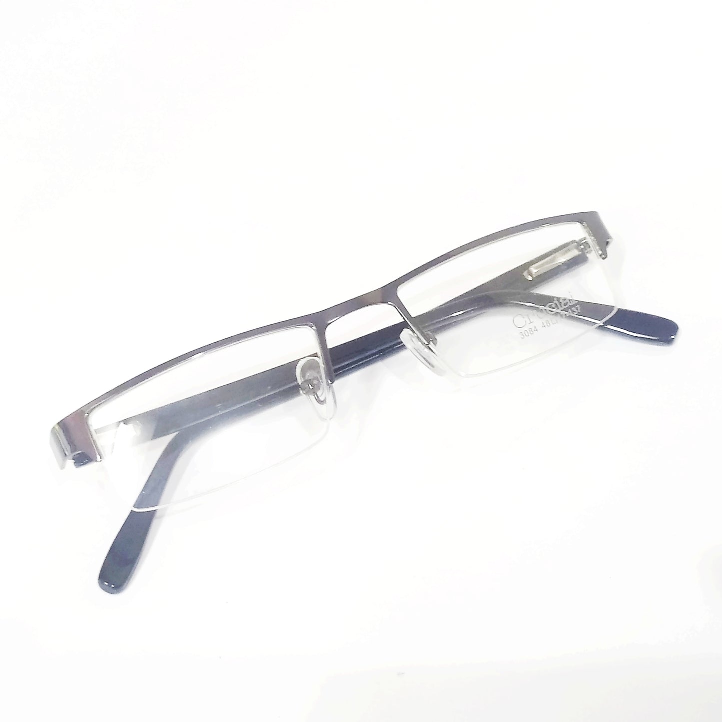 Grey Metal Supra Half Rim Spectacle Frame Glasses For Women and Men