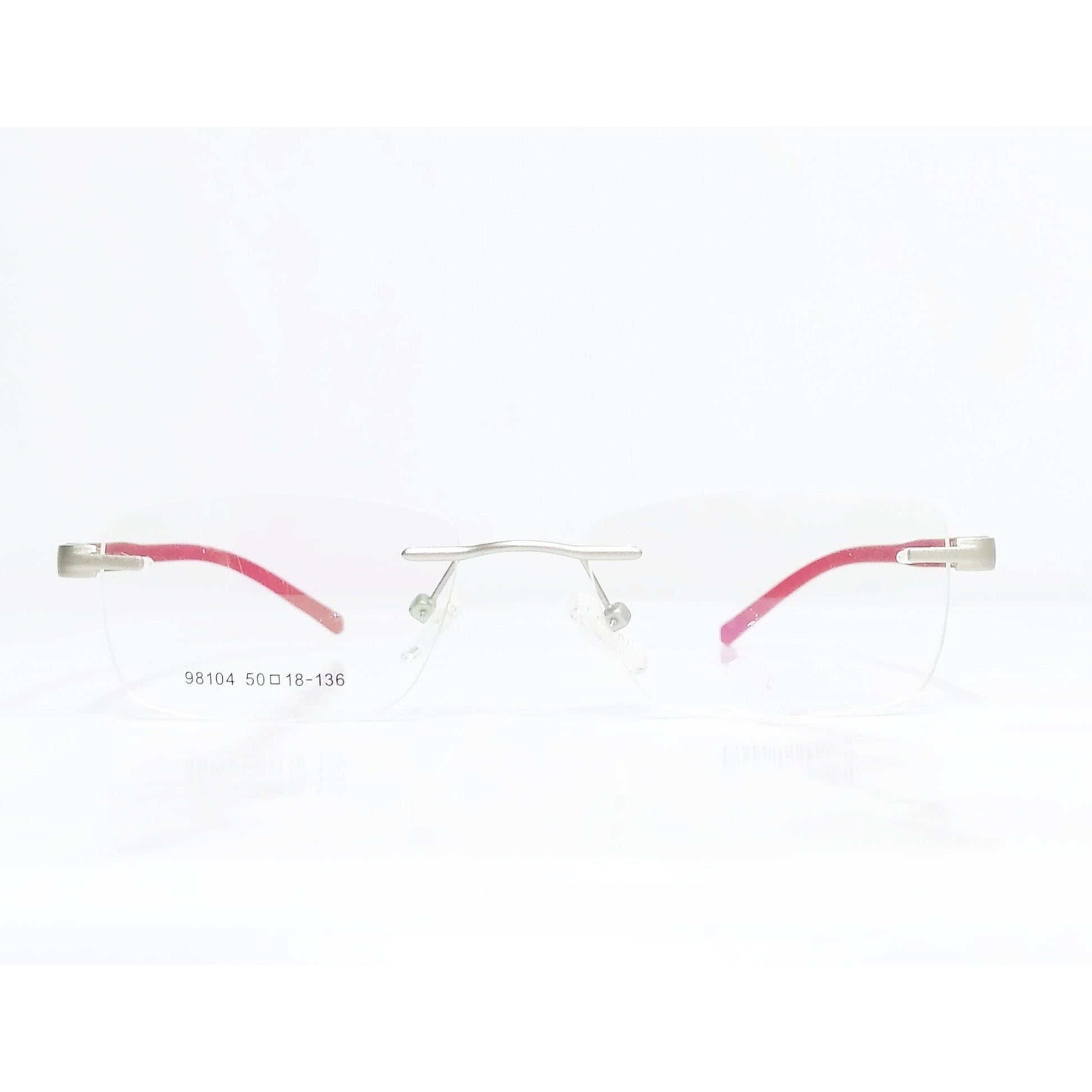 Buy Silver Red Rimless Spectacle Frame Glasses - Glasses India Online in India