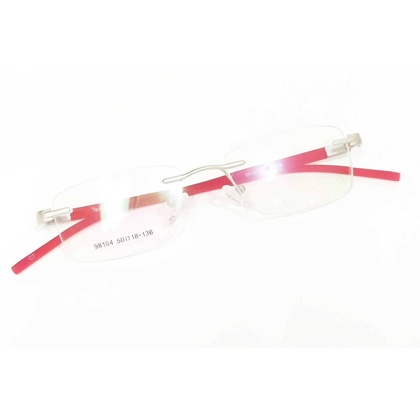 Buy Silver Red Rimless Spectacle Frame Glasses - Glasses India Online in India