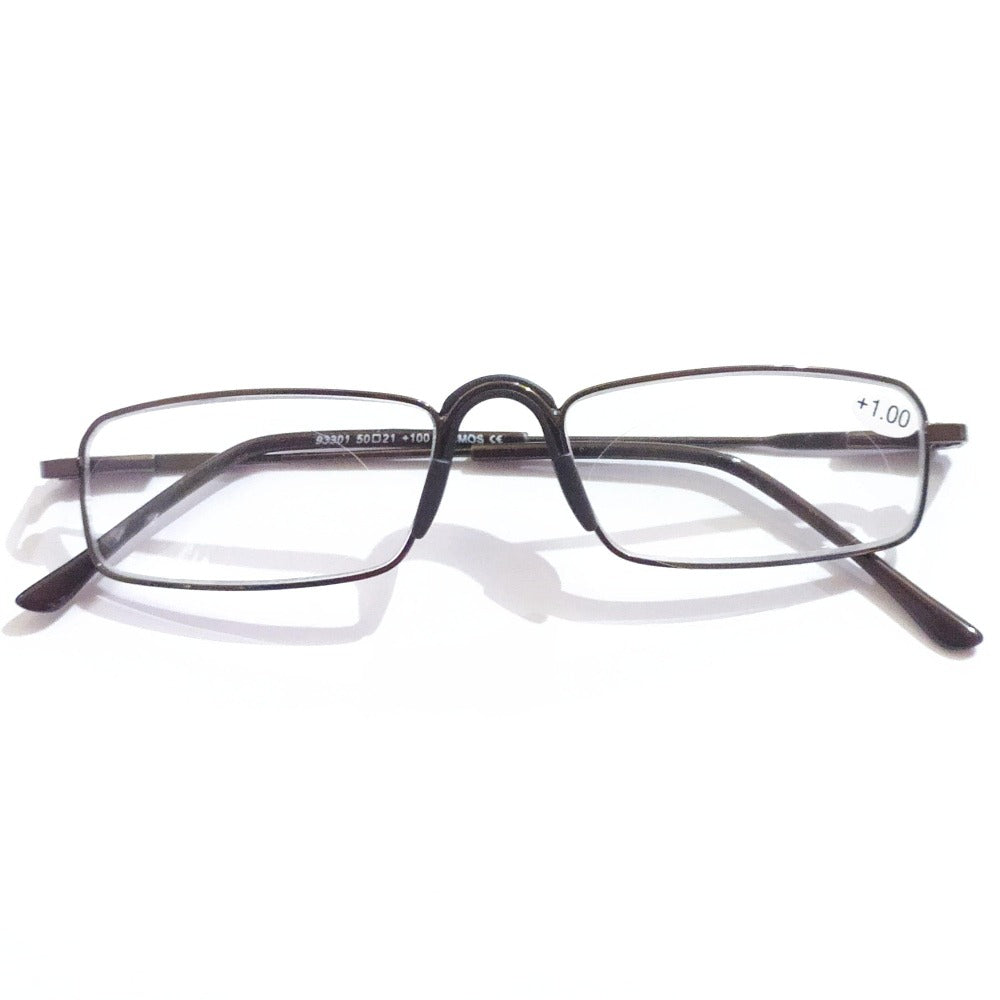 Buy Brown Full Frame Metal Reading Glasses with Fix Nose Pads Plus 100 - Glasses India Online in India