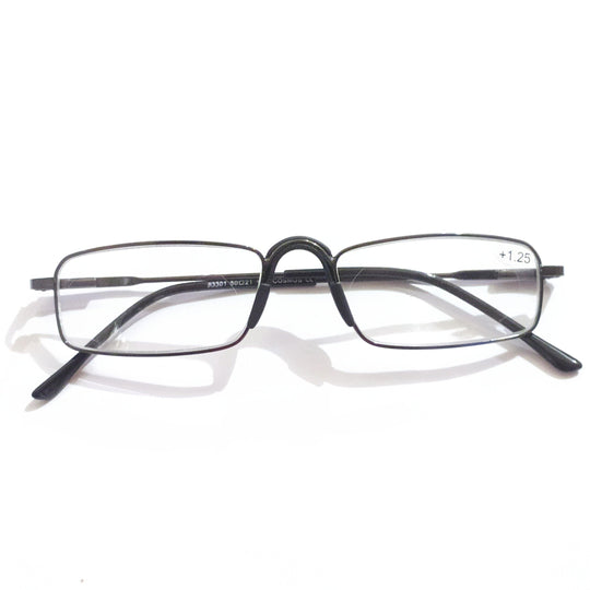 Black Full Frame Metal Reading Glasses with Fixed Pad