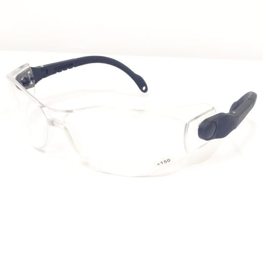 Bifocal Safety Glasses Clear +1.50 Bifocal Lens with Black Frame