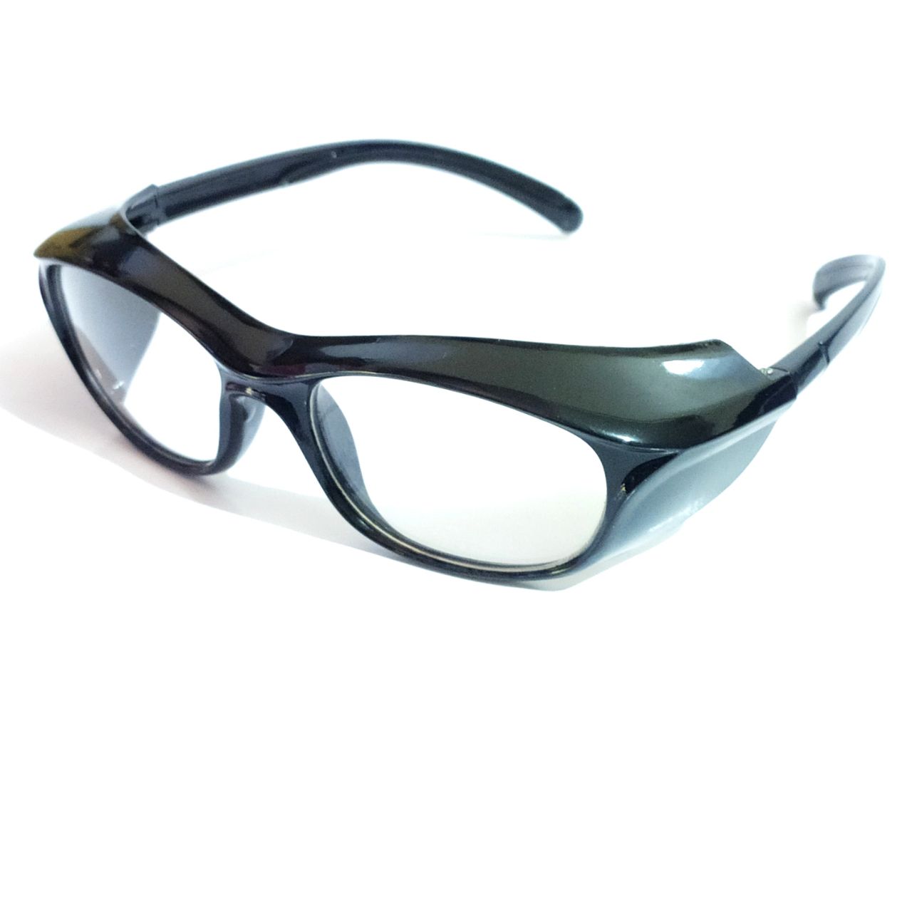 Clear Black Frame Prescription Sports Glasses with Side Shield 140