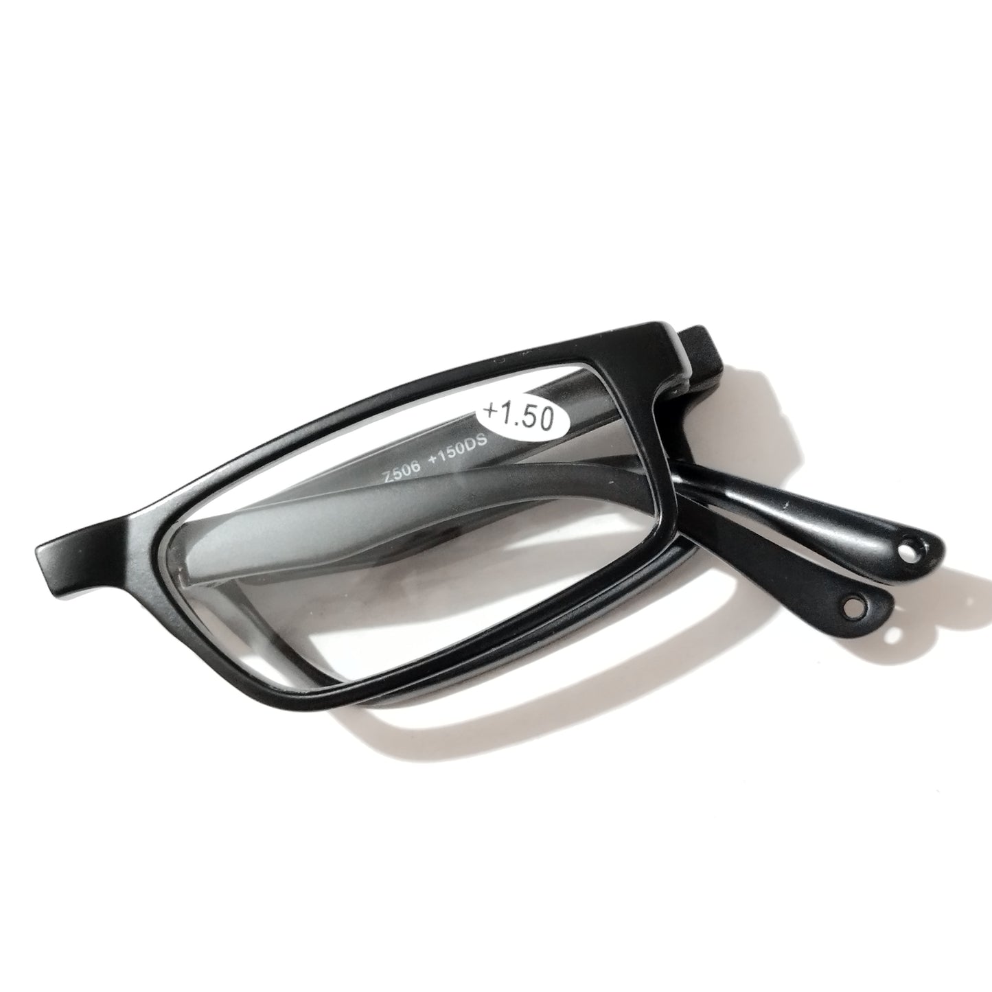 Rectangle Black Folding Reading Glasses with zip pouch