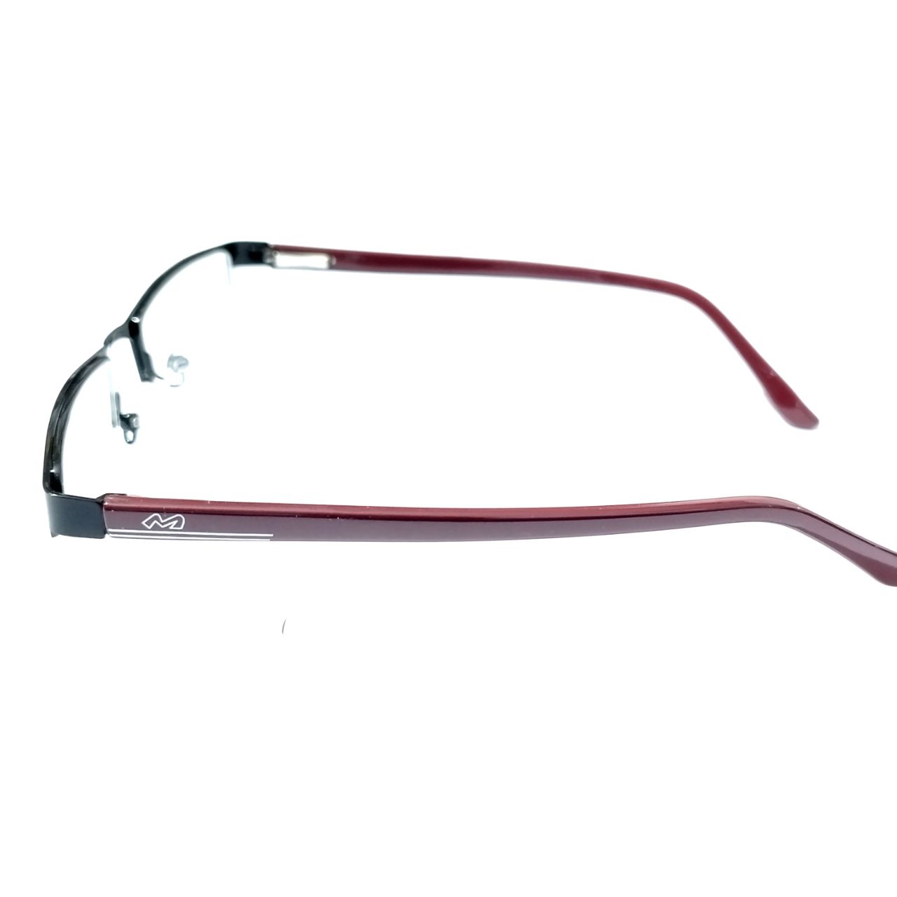 Rectangle Half Frame Supra Spectacle Frame with Black Front and Reddish Brown Temples