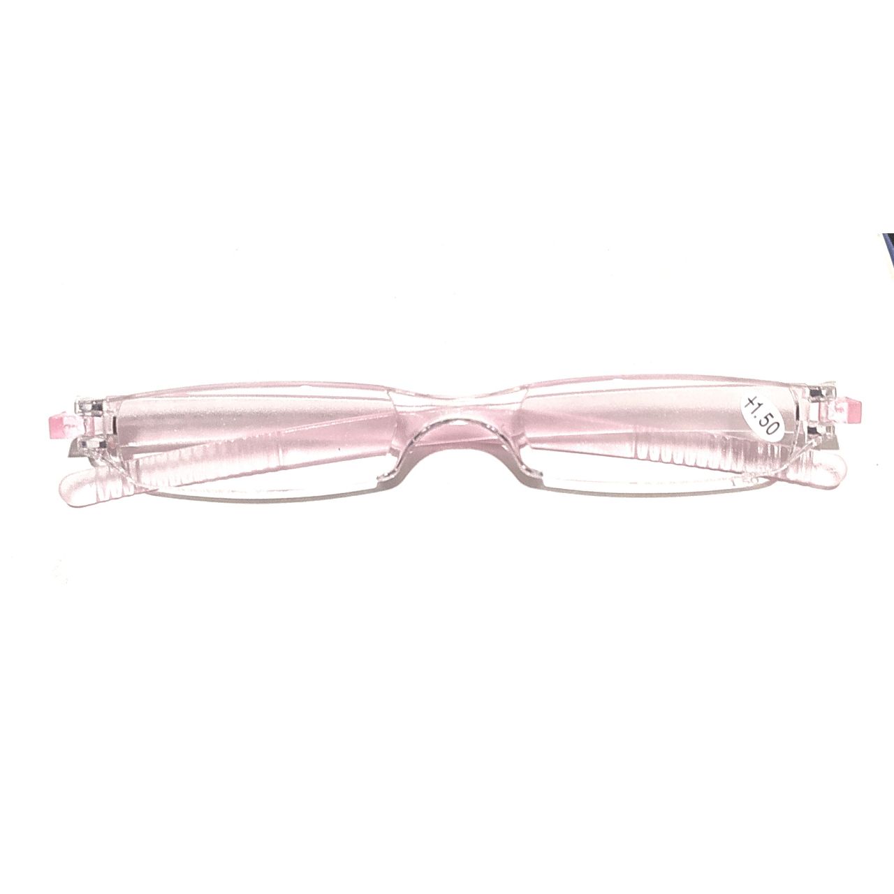 Transparent Pink Crystal Compact Slim Rimless Reading Glasses