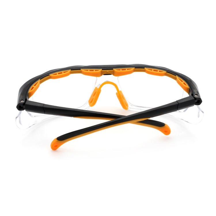 EYESafety Prescription Safety Glasses - Stylish Black Orange Frames for Ultimate Protection