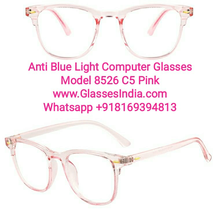 Pink Blue Light Glasses for Men and Women M8526 C5 - Glasses India Online