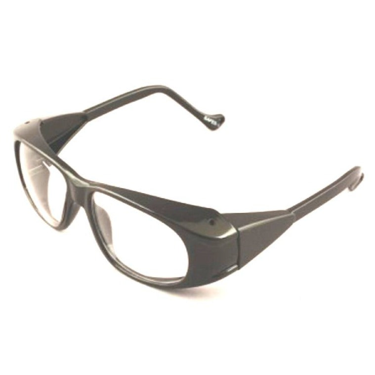 Black Frame Prescription Safety Glasses With Side Cover
