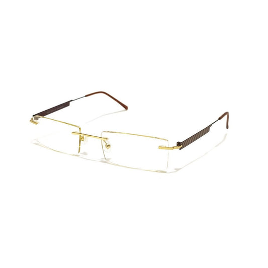 Gold Brown Rimless Blue Light Blocker Computer Glasses 6057GO