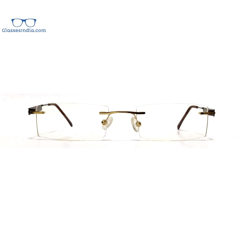 Gold Brown Rimless Blue Light Blocker Computer Glasses 6057GO - Glasses India Online