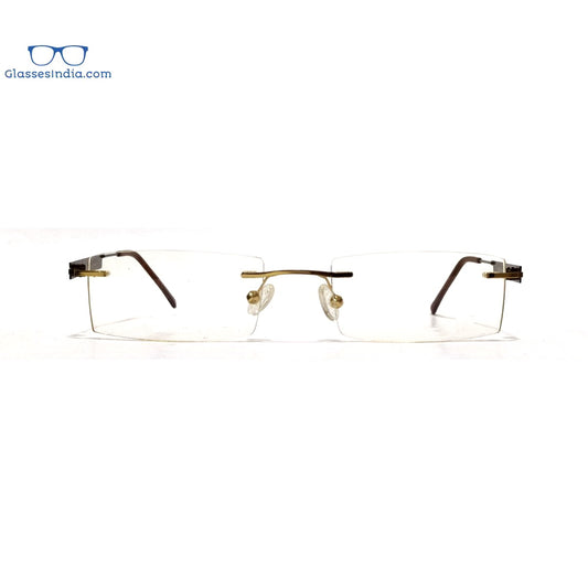 Gold Brown Rimless Blue Light Blocker Computer Glasses 6057GO - Glasses India Online