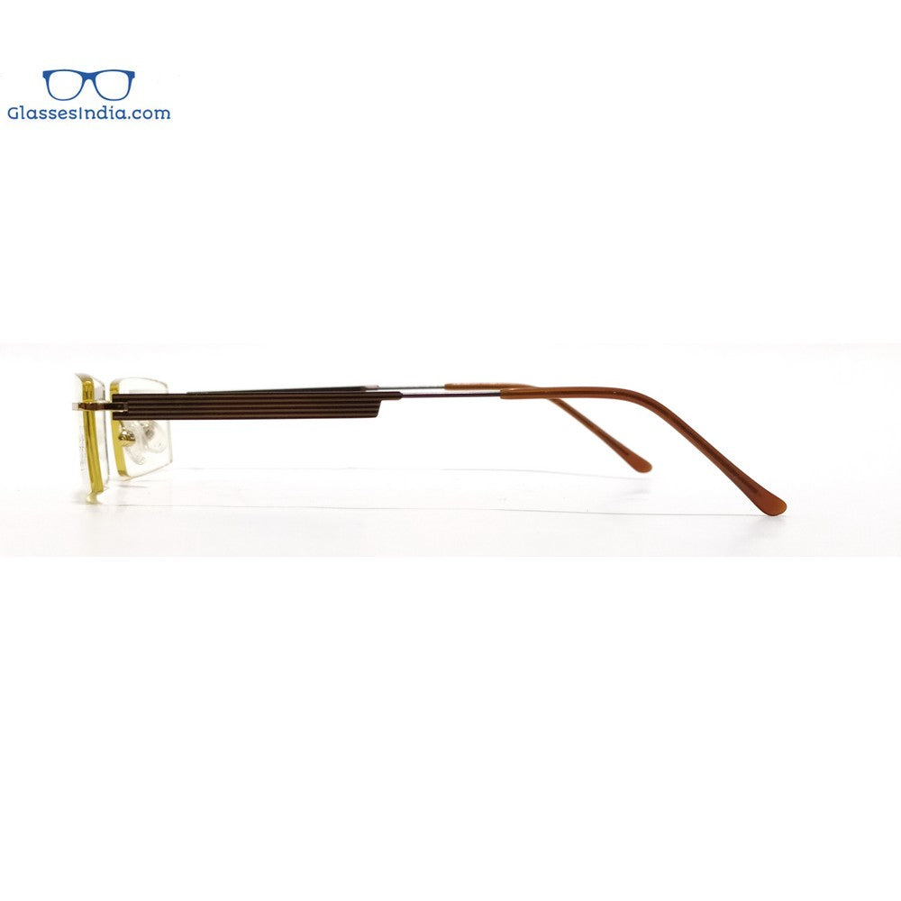 Gold Brown Rimless Blue Light Blocker Computer Glasses 6057GO - Glasses India Online