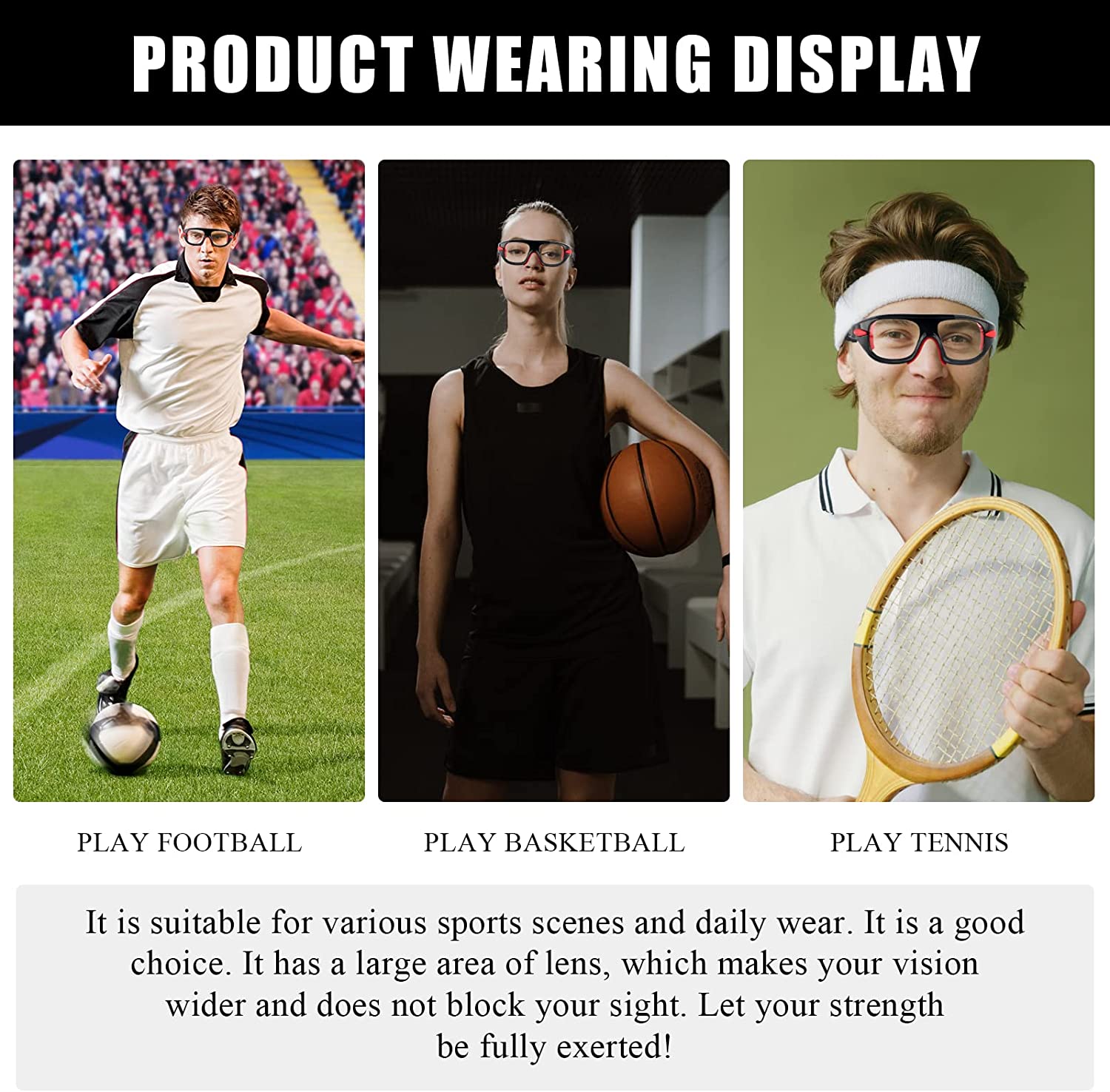 Sports Personalities Wearing Prescription Sports Sunglasses with Adjustable Strap Black