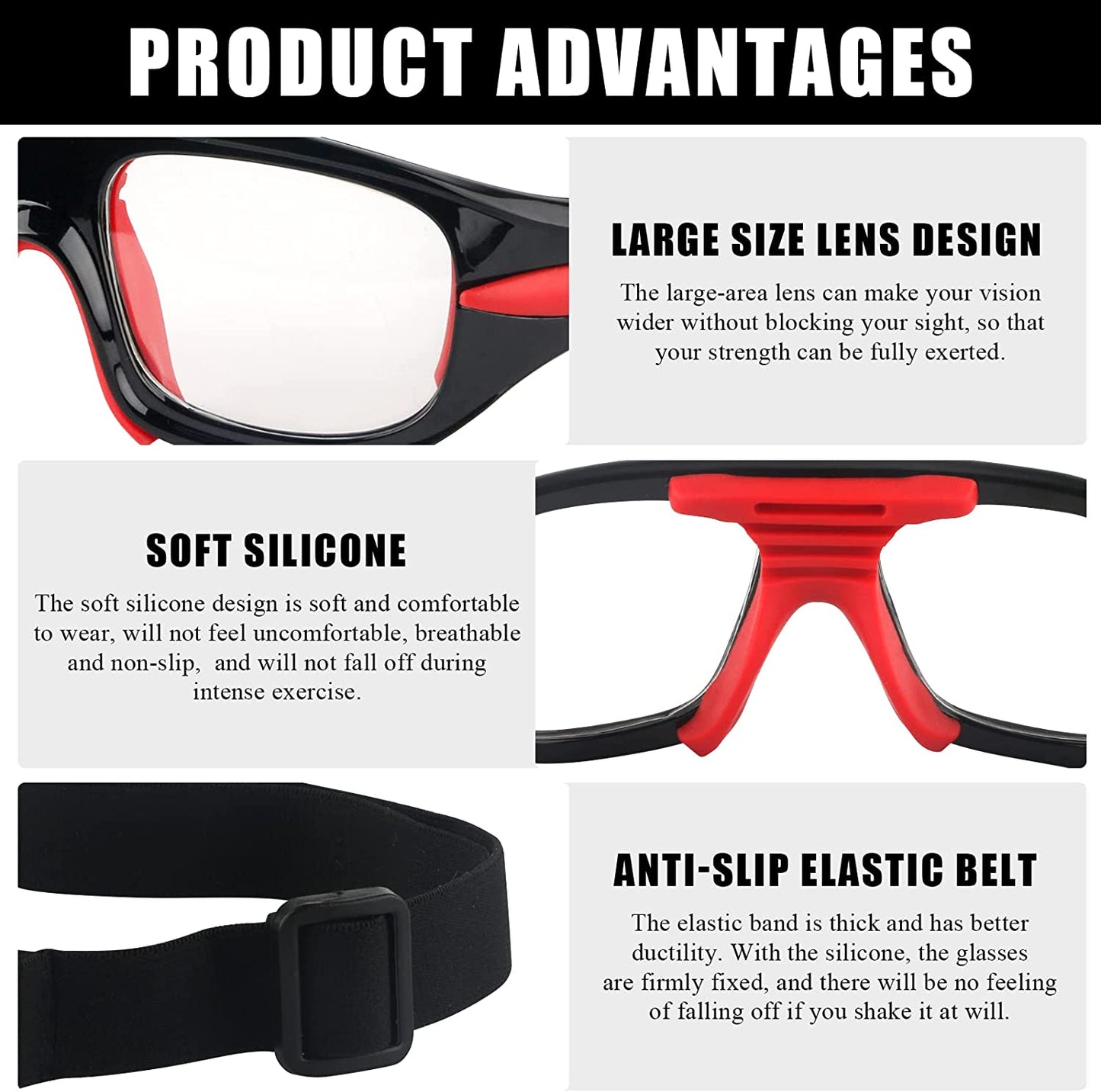 Prescription Sports Sunglasses with Adjustable Strap Black Product Advantages