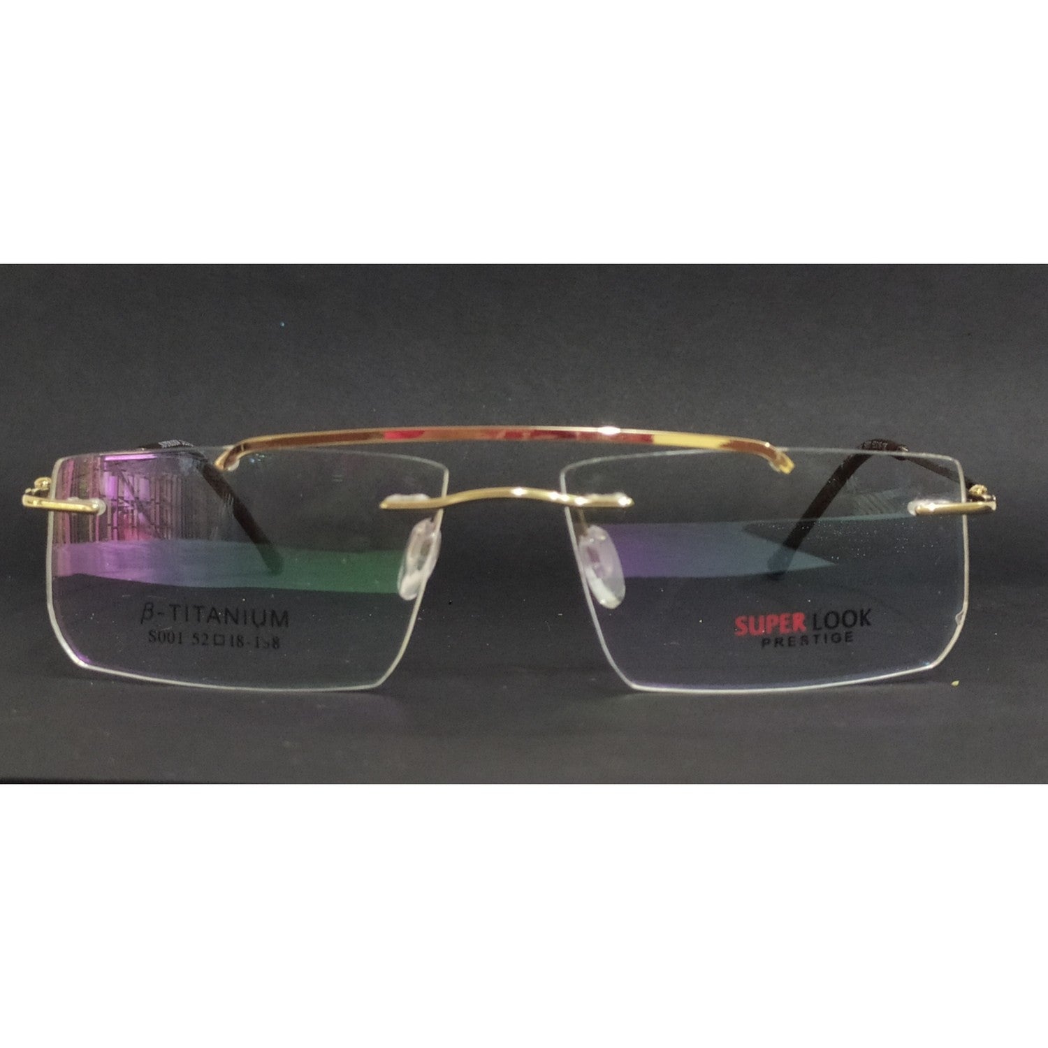 Gold Rectangle Rimless Glasses Frameless Specs with Blue Light Filter ...