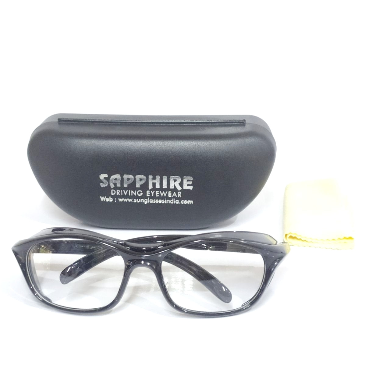 Sapphire Black Frame Clear Lens Prescription Cycling Driving Glasses