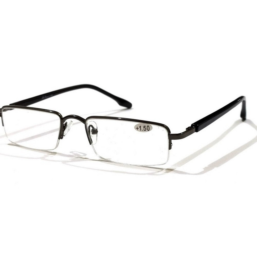 Mr Smart Grey Unisex Semi Rimless Half Frame Rectangle Reading Glasses For Men Fashion Readers