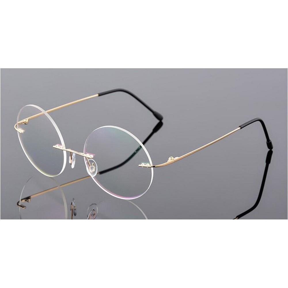 Buy Steve Jobs - Gandhi - Harry Potter - Style Foldable Ultra-light Memory Computer Glasses Blue light Round Rimless Glasses for Men Women - Glasses India Online in India