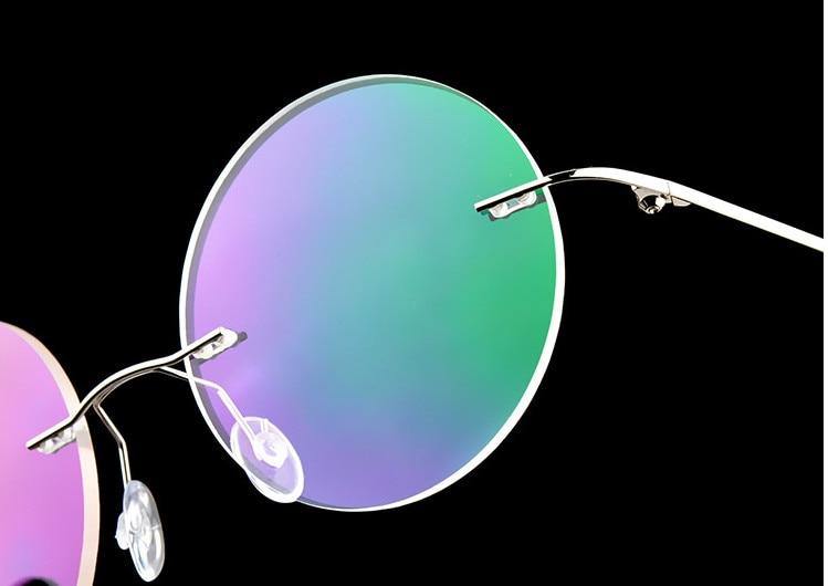 Buy Steve Jobs - Gandhi - Harry Potter - Style Foldable Ultra-light Memory Computer Glasses Blue light Round Rimless Glasses for Men Women - Glasses India Online in India
